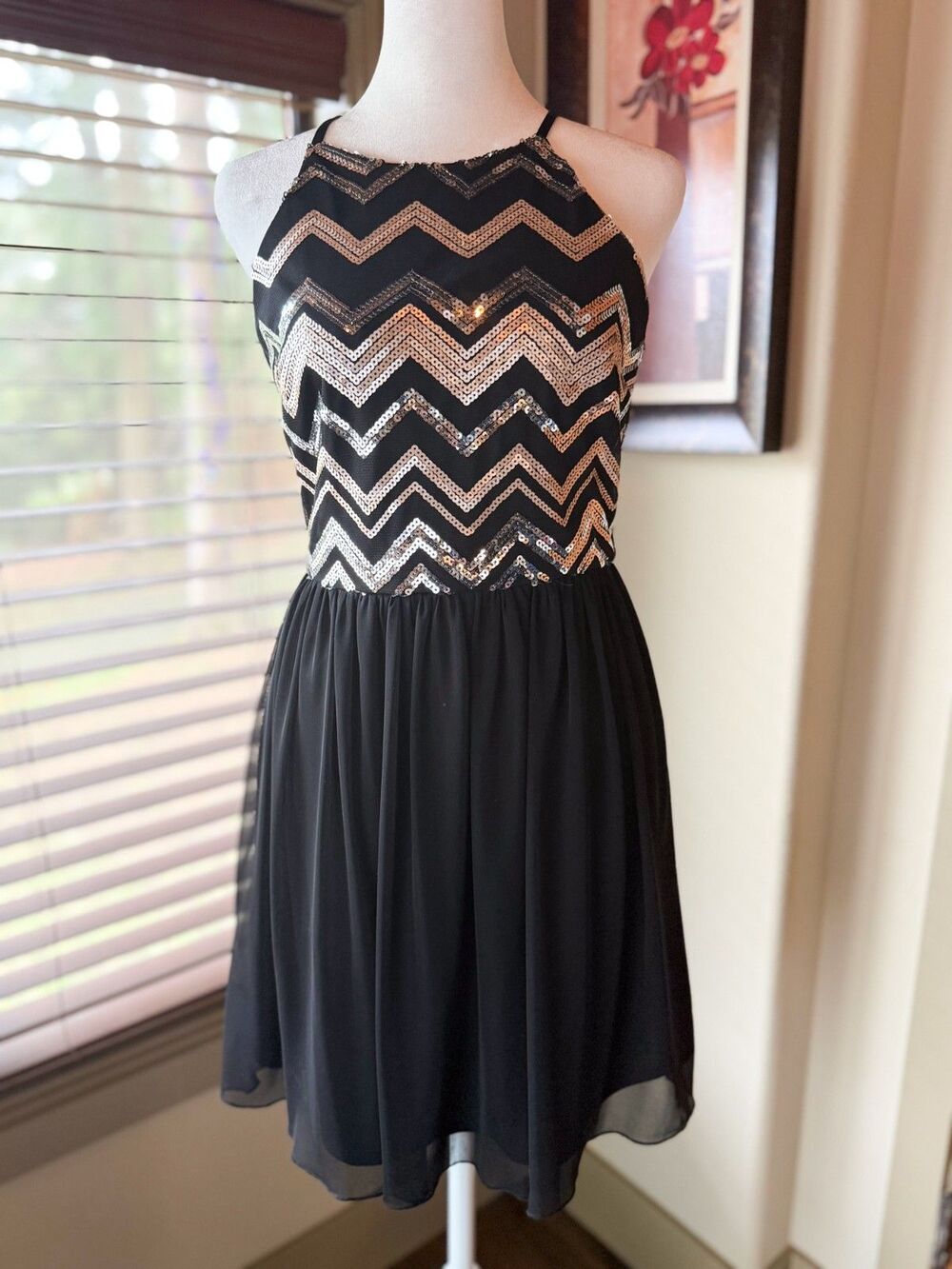 By & By Black and gold sequin dress size 5 Juniors